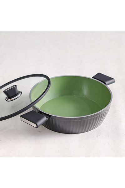 Danube Home Lines Shallow Casserole Black 28CM Titanium Teflon Flat Pot