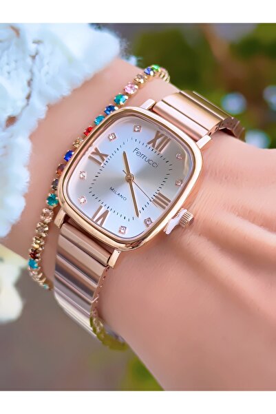 Ferrucci FERRUCCİ MİLANO ÇELİK KORDON KADIN KOL SAATİ+BİLEKLİK HEDİYELİ