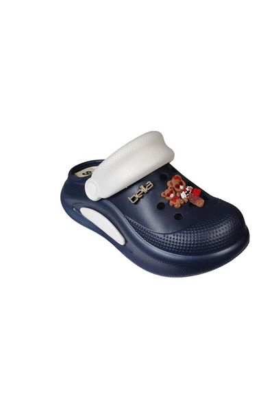 Yaz Kış Ayakkabı Yazkiş Women's Cream Navy Blue Gray Doctor Nurse Cook Closed Front Top with Teddy Bear Thick Sole Slippers