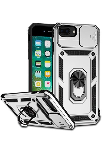 Rivor Apple iPhone 7 Plus & iPhone 8 Plus Kılıf Kamera Sürgülü Standlı Yüzükl...