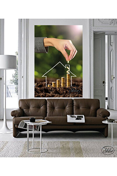 Şehber Tekli Dikey Kanvas Tablo Emlakçı, Emlak Ofisi, İnşaat, Gyo, Dekoratif Kanvas Duvar Tablosu