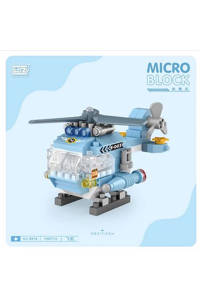 Loz 150 Pieces Micro Blocks Blue Helicopter Age 10+