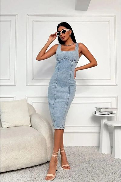 VOLT CLOTHİNG Rochie de damă cu lungime midi din denim