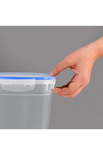ELDİPA Set of 5 Square Storage Containers with Seals (0.575L - 1.075L - 1.9L - 3.2L - 5L) Premium Plastic Without Bpa