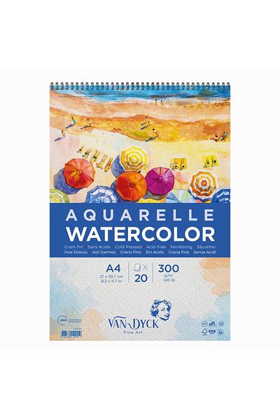 Van Dyck Watercolor Painting Notebook A4 Top Spiral 300 Gr 20 Yp Vd10011