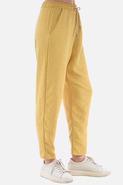 CEDY DENIM Pantaloni de vară pentru femei, din in sintetic, cu talie înaltă, elastici, cu picior apropiat, C611