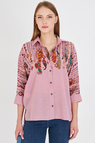 armonika Cămașă casual pentru femei Dusty Rose cu mâneci sfert ARM-25Y001055