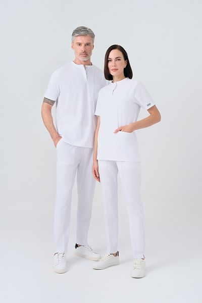 ÇİZGİ MEDİKAL White Cool Best Lycra Scrubs Suit Reversible Stretchy Fabric Doctor Nurse Uniform
