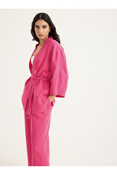 Store Wf Pink Linen Kimono Set