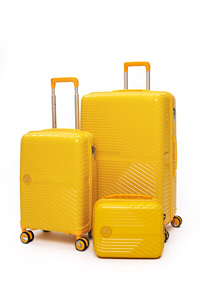 ELATAE Exclusive Pro Polipropilen Kırılmaz 3'lü Valiz Seti Büyük - Kabin Boy ...