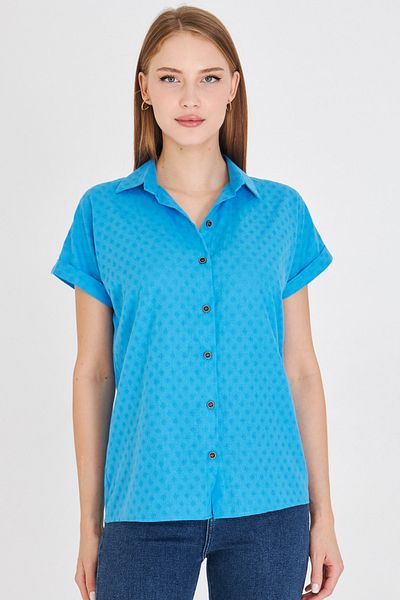armonika Cămașă de damă Baby Blue cu mânecă scurtă ARM-25Y001060