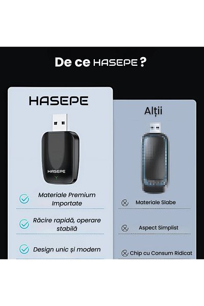 HASEPE Wireless 2 In 1 Carplay And Android Auto Adapter Slim, Smart Usb Car Play, Automatic