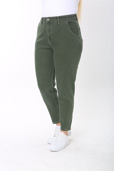 CEDY DENIM Plus Size Back Tow Jeans High Waist Carbon Cut Sixth C600 Khaki