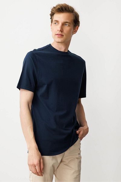 Desen Triko Ανδρικό μπλουζάκι με λαιμόκοψη Navy Blue