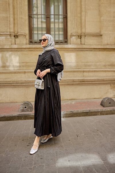 LOCCO Жіноча сукня з краєм, що збирається, з боковим швом, чорна