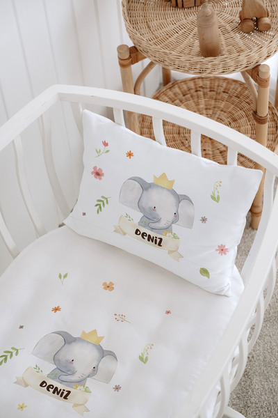 Messido %100 Pamuk Saten Baskılı Desenli Anne Yanı Beşik Nevresim Takımı 60x100 cm M-002