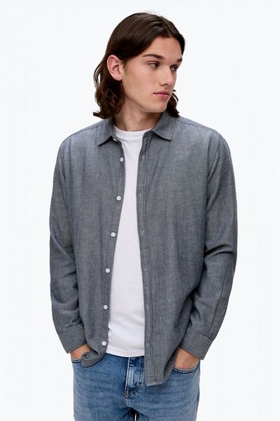 QS by s.Oliver Men's Regular fit cotton shirt, QS by s.Oliver, Dark grey