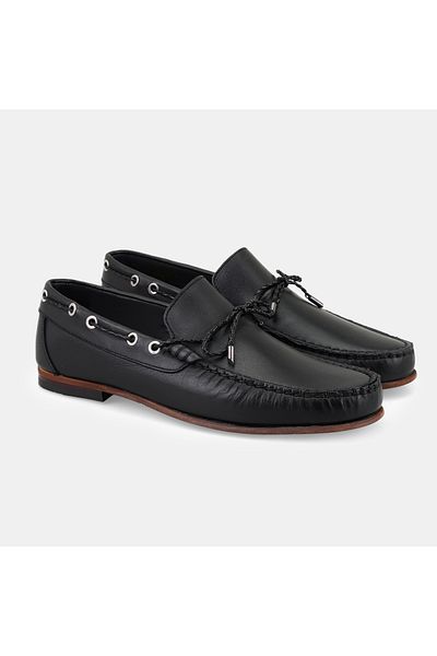 Desa Ανδρικό μαύρο δερμάτινο loafer
