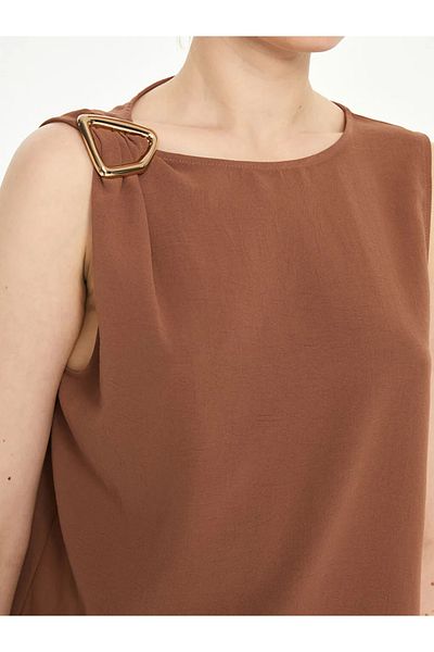 LC Waikiki Lcw Vision Beige Crew Neck Applique Detailed Blouse