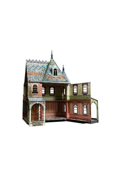 umbum 3D Puzzle Doll House Doll House I Lifelike Cardboard Model 1/12 Scale 106 Pieces 44 Cmx 44 cm X 67 cm