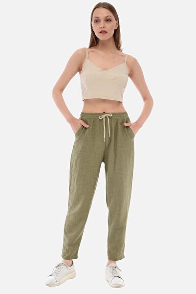 CEDY DENIM Women's Summer Synthetic Linen High Waist Elastic Skinny Leg Mom Pants C611