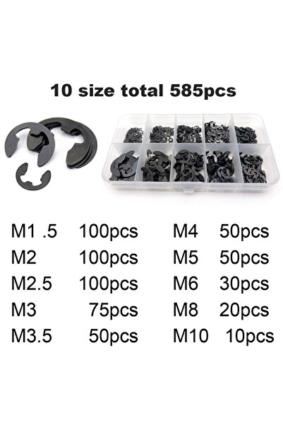 Choice 65Mn 585 585/1005 قطعة E Clip Snap Circlip Washer Assorted Kit Box M1....