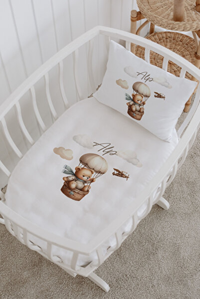 Messido %100 Pamuk Saten Baskılı Desenli Anne Yanı Beşik Nevresim Takımı 60x1...