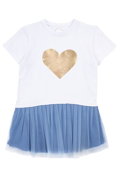 Mavipink Rochie tutu din tul din bumbac lucios, cu inimă, pentru fetiță