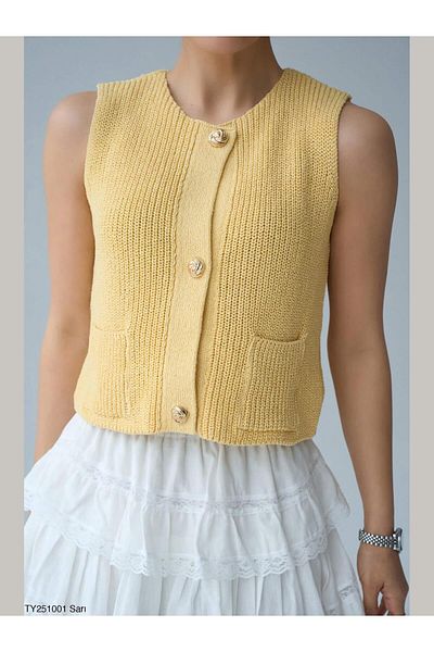 Coral Zero Sleeve Knitwear Vest Yellow