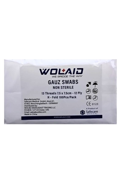 WOLAID مسحات شاش غير معقمة 7.5×7.5 سم 12 طبقة