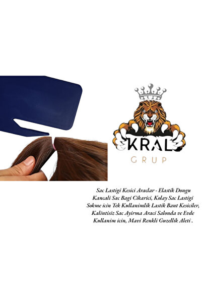 KRAL GRUP KOZMETİK 2 bucăți de tăietor de cauciuc pentru împletitură de păr, culoare albastră - aparat de tăiat elastic pentru păr, care nu rănește