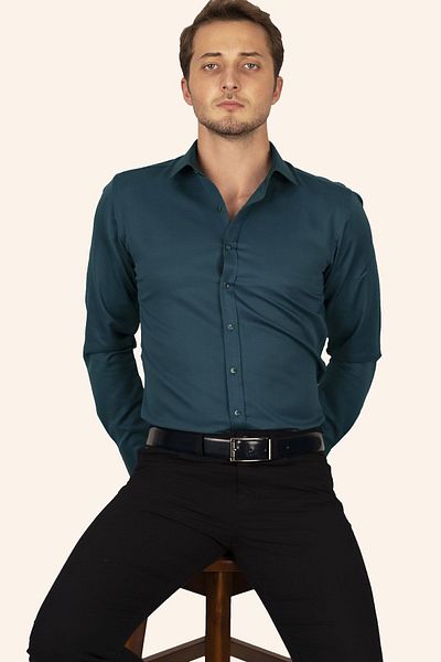 Etikmen Koszula męska Slimfit w kolorze szmaragdowo-kwadratowym, pudełko upominkowe