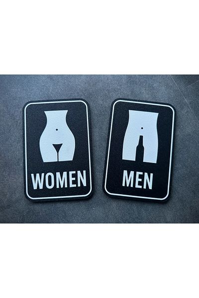 HobiHub Wc Door Symbol for Women and Men – 2 Pieces |   15X10Cm |   Pla Material |   Toilet Sheet with Double Sided Tape