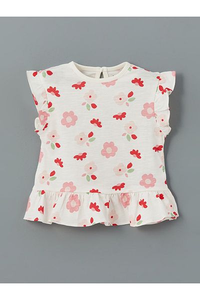 LC Waikiki Lcw Baby Crew Neck Floral Baby Girl Blouse and Leggings 2Pcs