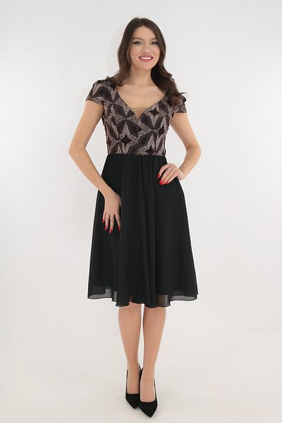 Vanessa Line RO Elegant black cloche dress made of veil and lurex