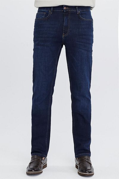 CEDY DENIM Ανδρικό τζιν παντελόνι με ψηλή μέση ελαστικό Navy Blue - Regular Fit C336