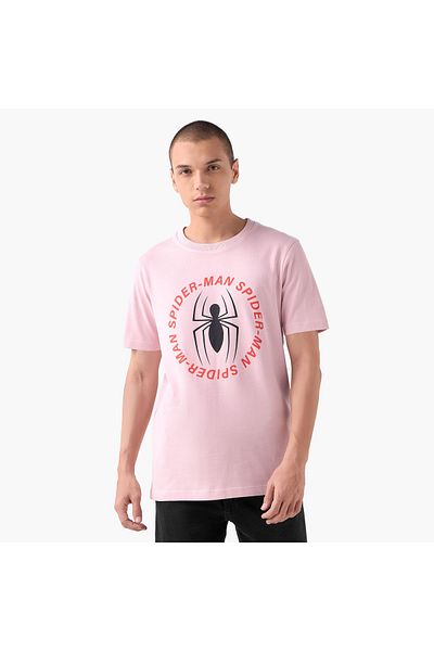 FAV Spider-Man Print T-shirt with Crew Neck