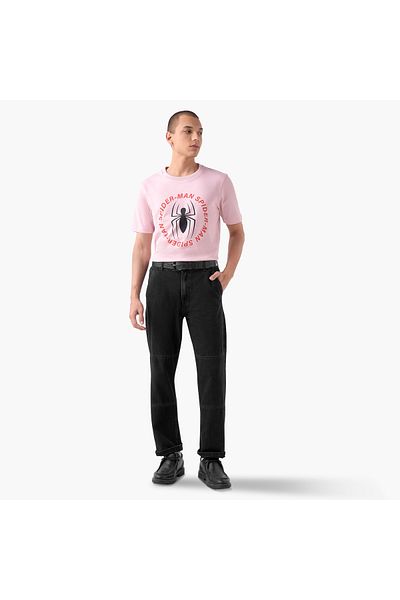 FAV Spider-Man Print T-shirt with Crew Neck