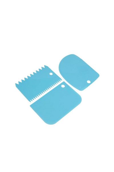 OEM Set 3 spatule pentru aluat si decor prajituri, plastic, albastru