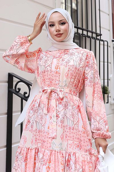 benguen Φόρεμα Hijab με σχέδιο Salmon 520