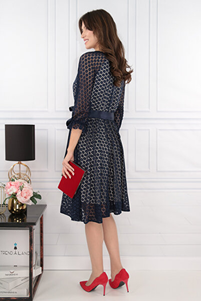 Vanessa Line RO Navy blue lace wrap dress