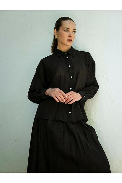 Coral Kraslı Shirt Skirt Suit Black