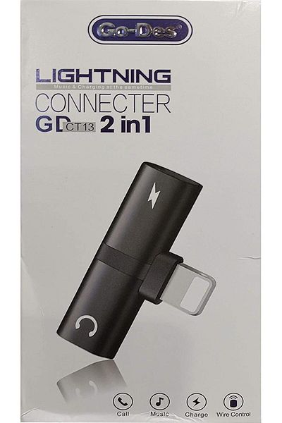 Go-Des iPhone Adapter Splitter Black, 1 Port