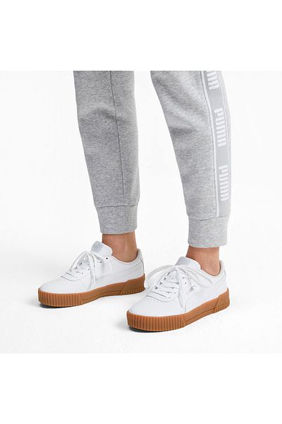 Puma Womens Carina Leather Trainers Sneakers - White