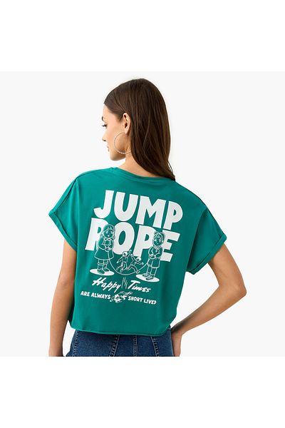 SP Characters Squid Game Print Crop T-shirt