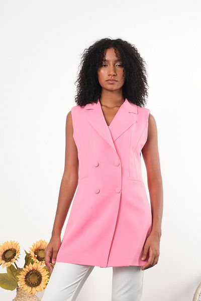 Bolivente Women's Long Double Breasted Woven Vest
