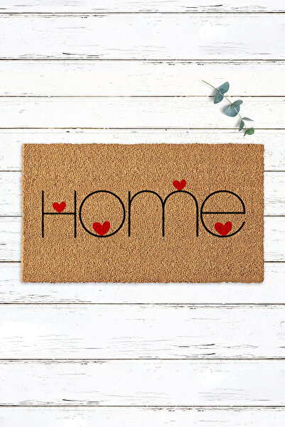 Paspas Yap Heart Patterned Home Door Front Mat Koko Mat Bristle Mat