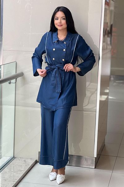 Ghisa Eight Snap Buttons Tenzel Jeans Suit