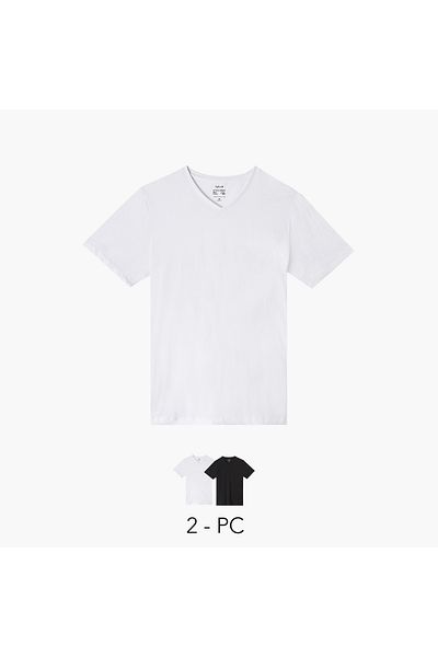 FAV Set of 2 - Slim Fit T-shirt with V-neck and Short Sleeves