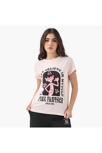SP Characters Pink Panther Print T-shirt
